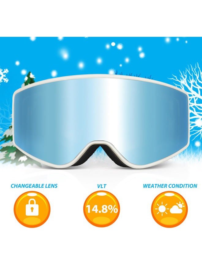 EXP VISION Kids Ski/Snowboard Goggles, Child Snow Goggles Over Glasses for Boys Girls Toddler Age 4-14 (Kids Ski Goggles-Dream Blue) - Image 3