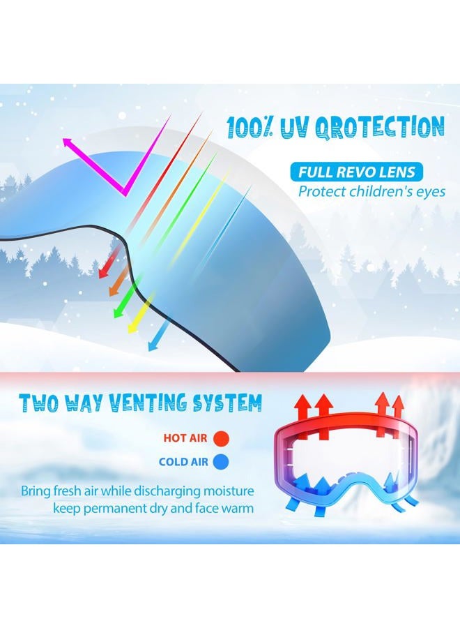 EXP VISION Kids Ski/Snowboard Goggles, Child Snow Goggles Over Glasses for Boys Girls Toddler Age 4-14 (Kids Ski Goggles-Dream Blue) - Image 2