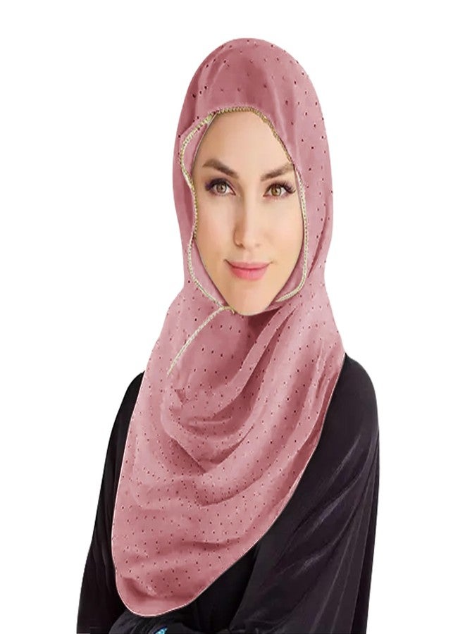 Piewag Hijab Scarf for Women Soft Chiffon Rhinestone Long Scarf Shawl Fashion Muslim Hijab Head Wrap Scarves Pink - Image 2