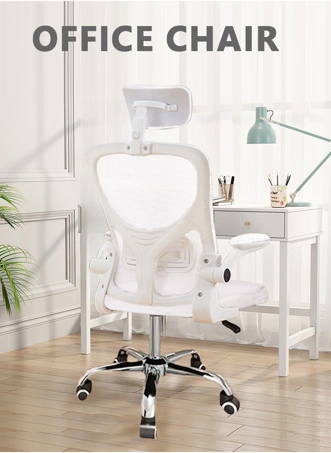 Bolivia's Ergonomic Office Chair - Adjustable Height,With Headrest,Swivel Metal Leg - Comfortable Desk Chair for Home & Office Use  (White)  - Image 1