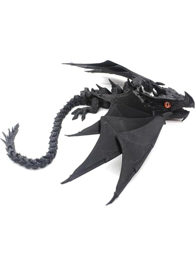 Feathered Wyvern Dragon, 3D Printed Articulated Dragon, Crystal Dragon Fidget Dragon, 3D Printed Dragon with Wings, Adjustable Wings Articulated Dragon, Desktop Pet (J)  - Image 1
