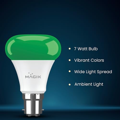 MAGIK Chroma 7W (Green) LED Bulb | B22 Base | Vibrant Decorative Light for Home, Festive & Party Lighting | Energy Efficient | Pack of 1 - Image 3