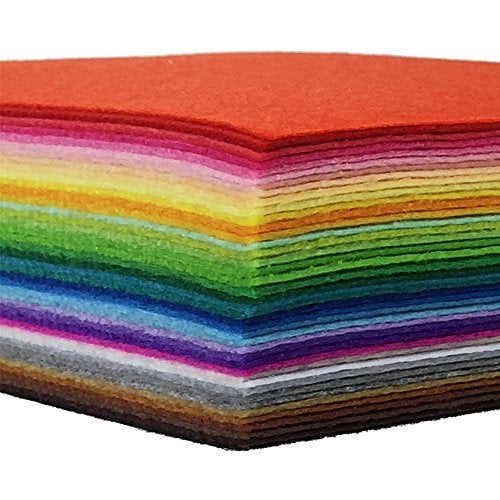 42pcs Felt Fabric Sheet 4x4 Assorted Color DIY Craft Squares Nonwoven 1mm Thick