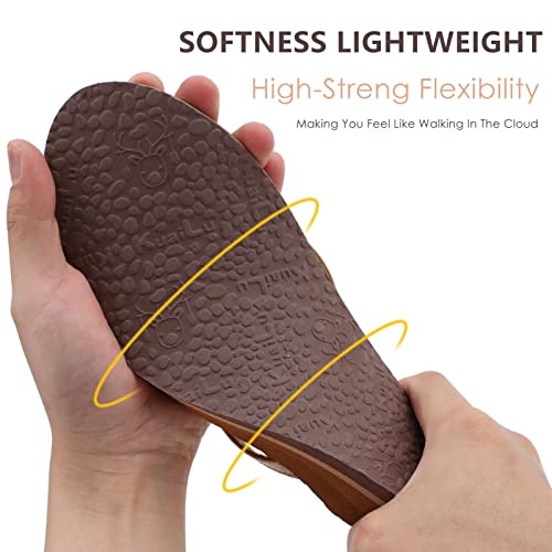 KuaiLu Womens Fashion Flip Flops Ladies Lightweight Summer Beach Yoga Mat Thong Sandals with Comfortable Arch Support Khaki Size 7 - Image 5