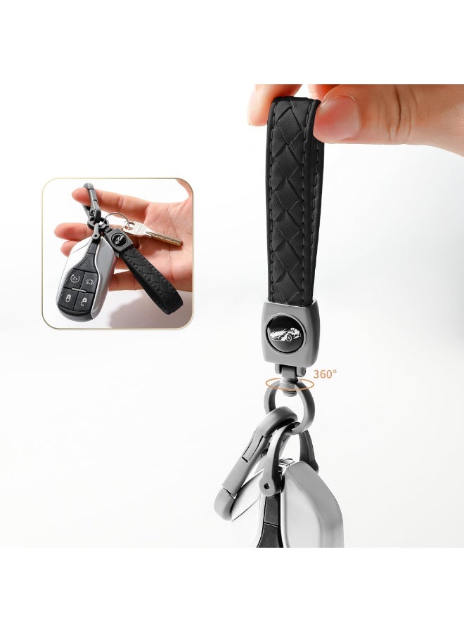 BMW Carabiner Keychain, Universal Heavy Duty Woven Handmade Leather Key Chain, Car Fob Key Keychains with 360 Degree Rotatable Snap Swivel and Anti-Lost D-Ring for Men and Women, Gunmetal - Black - Image 5