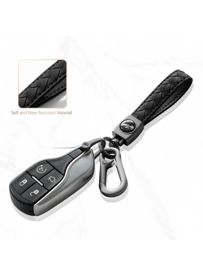 BMW Carabiner Keychain, Universal Heavy Duty Woven Handmade Leather Key Chain, Car Fob Key Keychains with 360 Degree Rotatable Snap Swivel and Anti-Lost D-Ring for Men and Women, Gunmetal - Black - Image 3