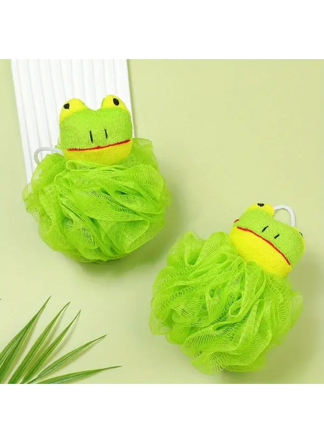 Green Frog Bath Sponge With Handle Soft Exfoliating Shower Pouf Kids Bath Time Fun - Image 4