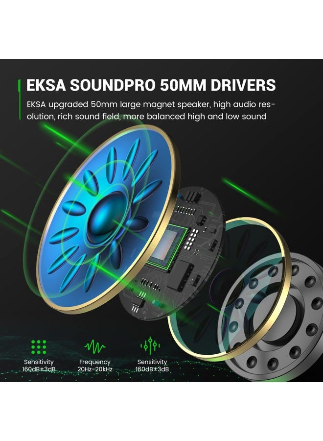 EKSA Fenrir Gaming Headset for Xbox One, PS4, PC, PS5, Mobile Devices - Gaming Headphones with Noise Cancelling Microphone, Comfortable Ear Pads, 50 mm Drivers, RGB Light, One Key Control - Image 2