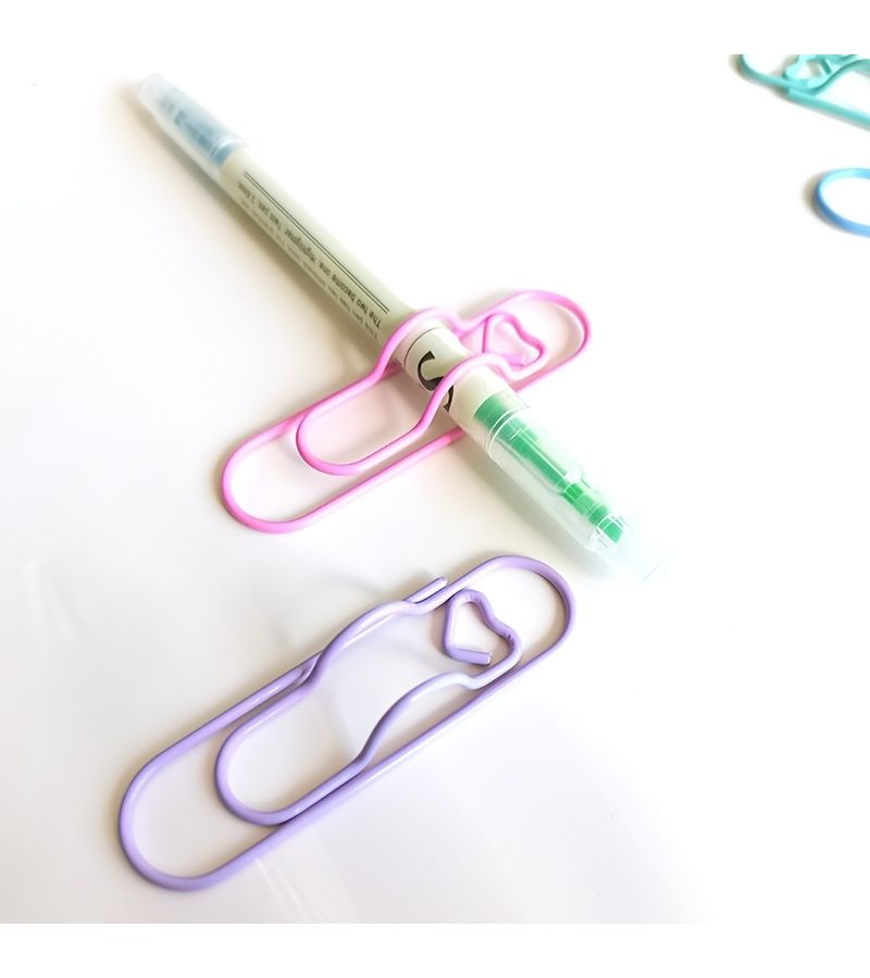 Purple Green Pink Blue Heart Shaped Pen Holder Clips Set Of 4 Macaron Multi Functional Paper And Journal Accessories With Secure Grip Diary Accessories - Image 4