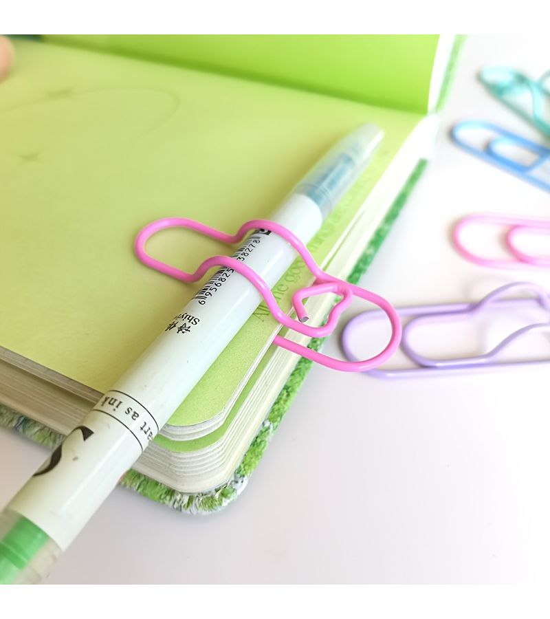 Purple Green Pink Blue Heart Shaped Pen Holder Clips Set Of 4 Macaron Multi Functional Paper And Journal Accessories With Secure Grip Diary Accessories - Image 5