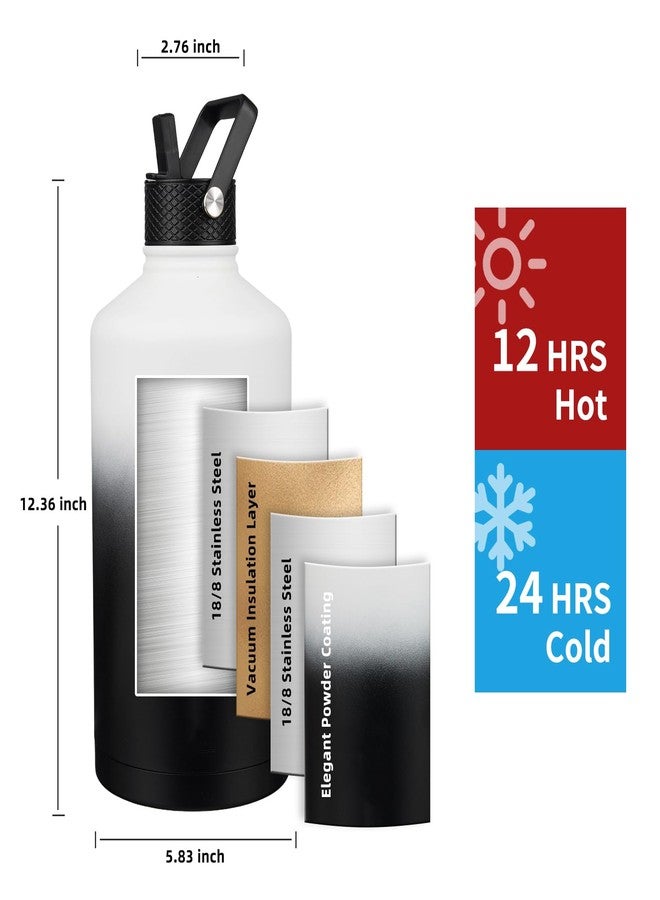 YONICOER Insulated Water Bottle 128oz,Triple Wall Vacuum Stainless Steel(Dishwasher Safe),Leak Proof & Non-BPA,Flask Jug with Paracord Handle & Straw Spout Lids Sports Gradient black - Image 2