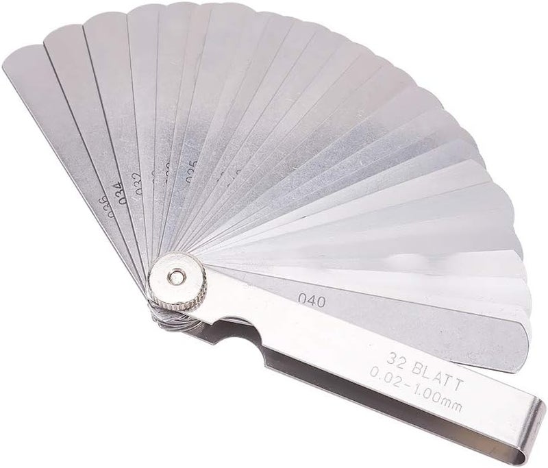 Utoolmart Metric Feeler Gauge,Manganese Steel Gap Measure Tool 89mm/3.5-inch Length with 32 Blades 2pcs - Image 1