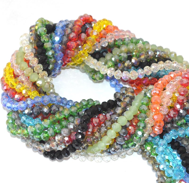 Catoterm Catotrem Faceted Glass Crystal Beads Strands Briolette Rondelle Crystal Beads Spacer for Jewelry Making 15 Colors 1350pcs 6MM - Image 1