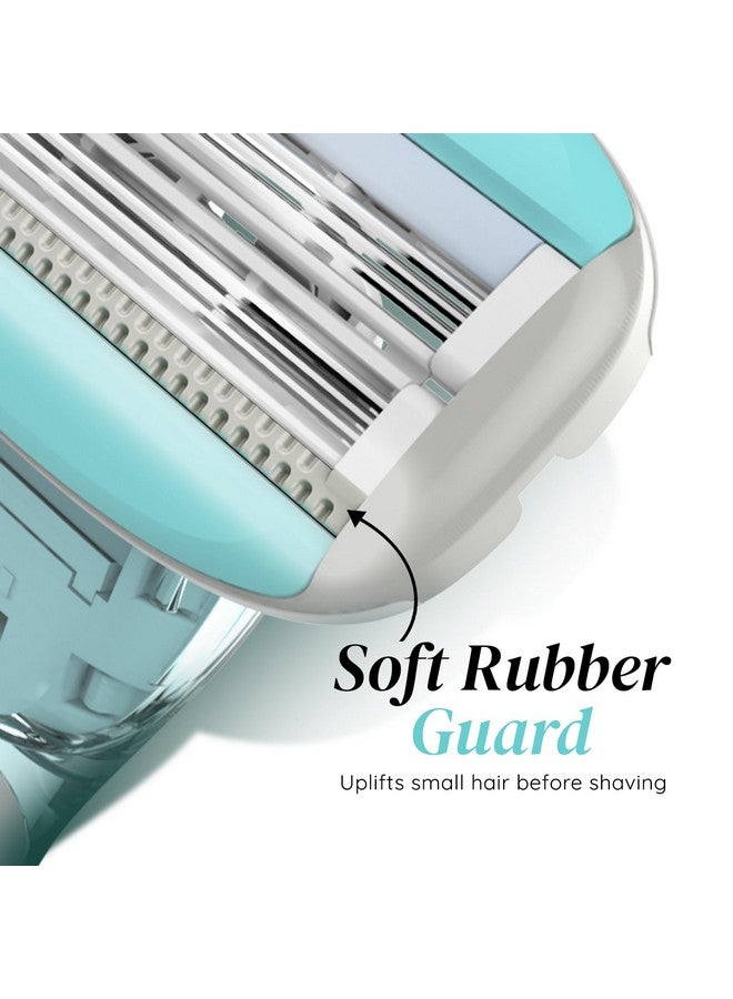 LetsShave Evior Trial Pack Shaving Razor Value Set For Women, 4 Blades + 1 Handle, Open Flow Cartridge, Dual Moisture Bar & Micro Comb Guard Bar, Razor For Women Underarms, Legs & Bikini Area - Image 2