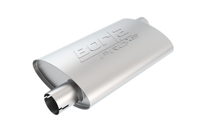 BORLA 400491 ProXS ProXS Muffler 3" Offset Inlet/ 3" Offset Outlet, 4" x 9.5" Oval, 14" Long Body, 19" Overall Length. Universal Part. Reversible Design. Notched Necks. - Image 1