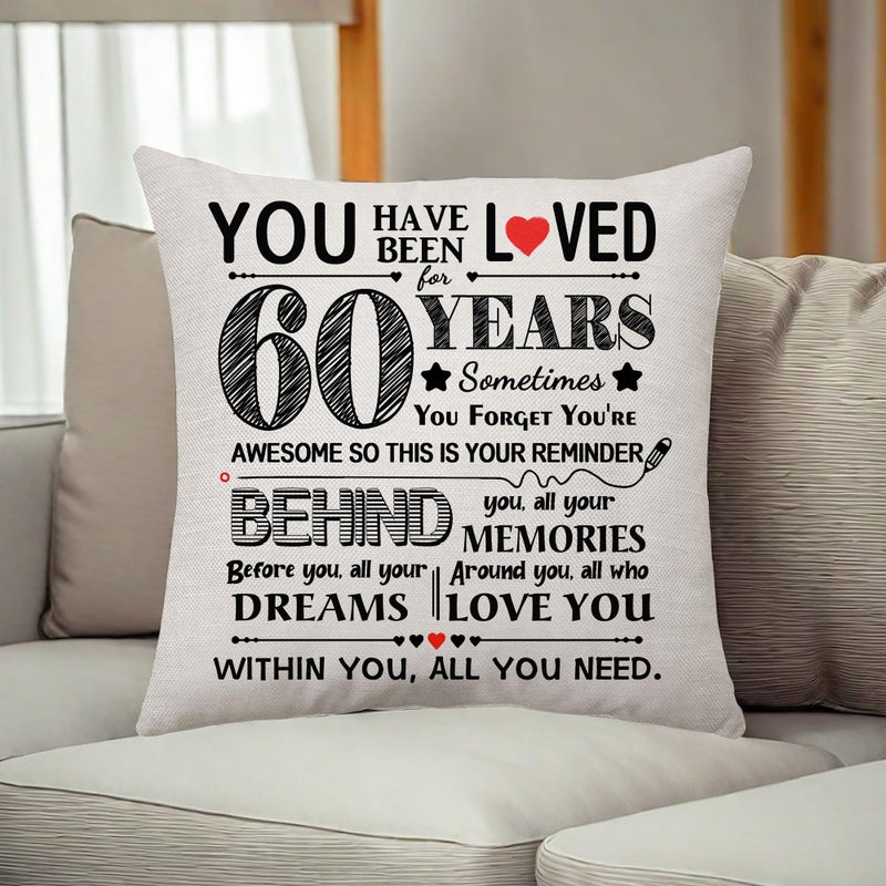 Aconesong 60th Birthday Gift for Women Men Birthday Decoration Throw Pillow Cover Gifts for 60 Years Old Nanny Nana Parents Grandparents Auntie Sister Brother Teacher Colleagues Keepsake 45 x 45 cm (60) - Image 2