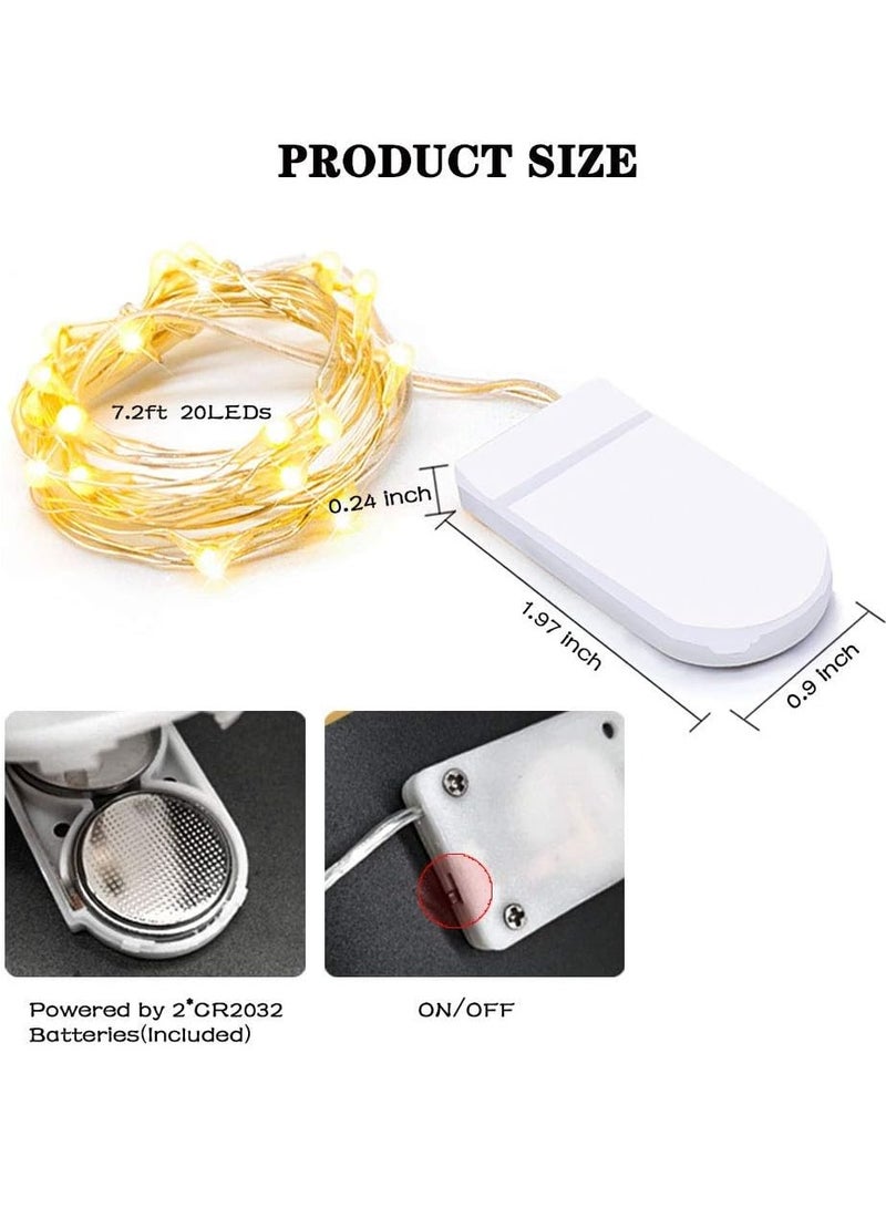 Beauenty 12 PACK Micro LED Fairy Lights Battery Powered, 20 LEDs Small Fairy Lights Copper Wire String Lights for DIY Bedroom Wedding Decor (Warm White) - Image 2