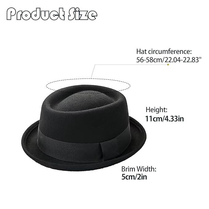 CLOTHERA Wool Blend Pork Pie Hat for Men/Women, Short-Brim Flat Top Hat (Red), Free Size - Image 4