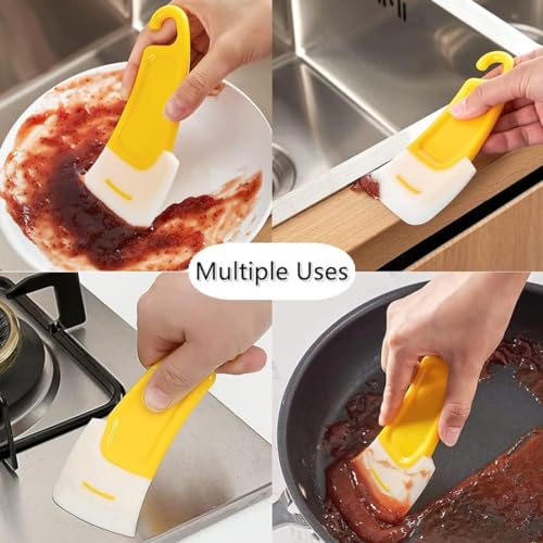 Trifecta Silicone Pan Cleaning Scraper, Cleaning Bowl Scraper Dish Scraper for Kitchen 2Pcs Non-Stick Plastic Pot Scraper Tool for Pans Pots (2) - Image 4