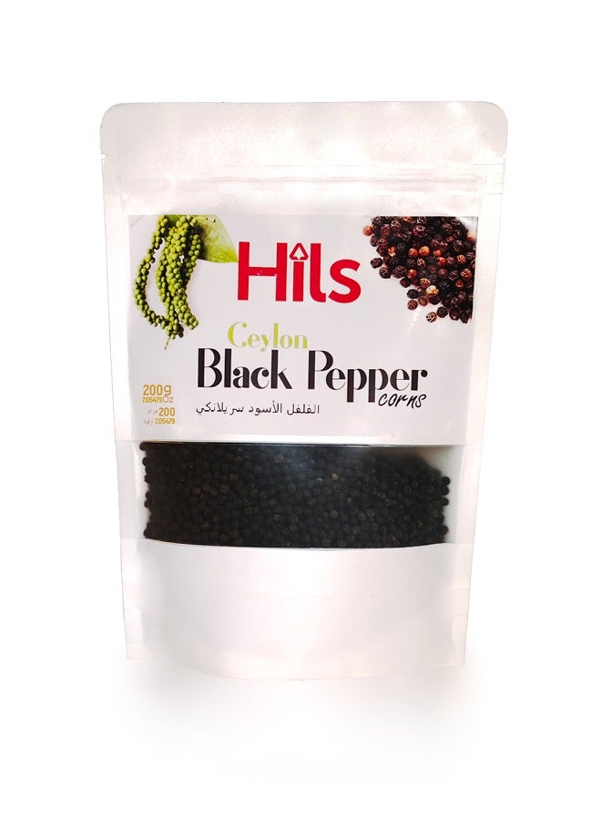HILS Organic Black Peppercorns 200G, Ceylon Black Peppercorns for Grinders, Organic Black Pepper, Whole - Image 1