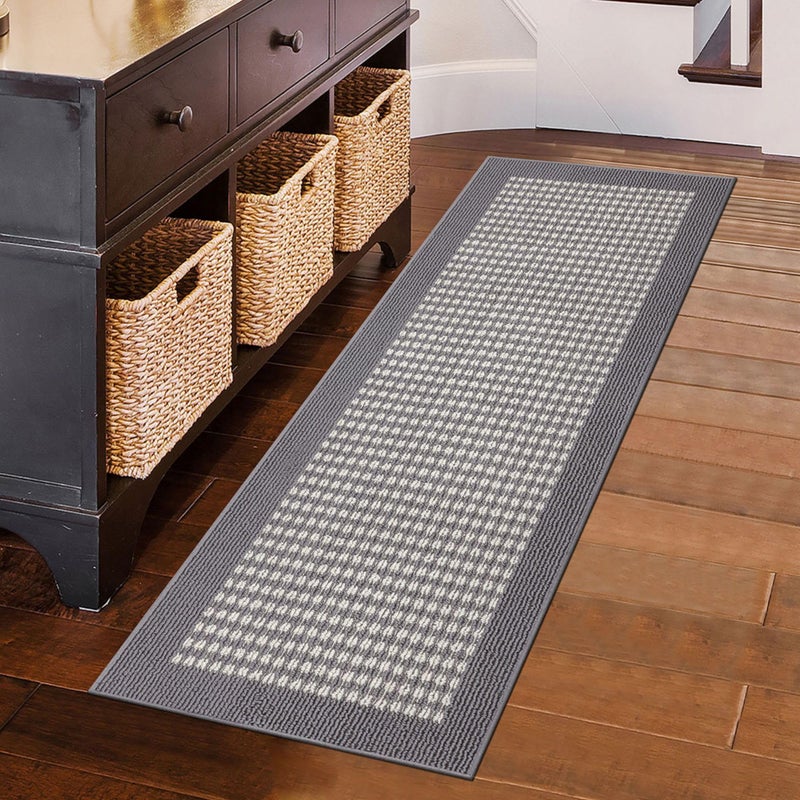 Ileading Laundry Room Runner Rug 20""X59"" Water Absorbent Kitchen Floor Mats Non Slip Entryway Throw Rugs Machine Washable Small Carpet for Doormat Hallway Sink Bedroom Petmat (Grey) - Image 1