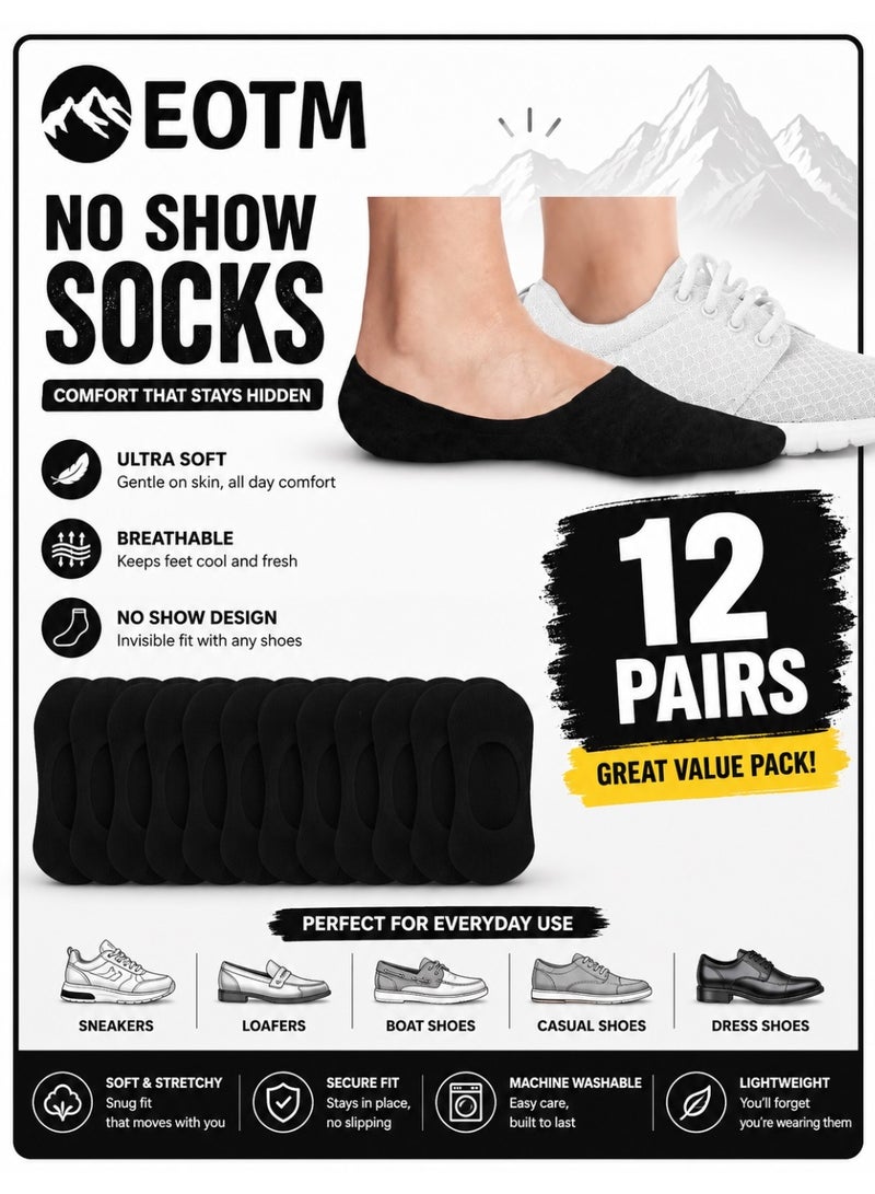 EOTM 12 Pairs Non Slip Invisible Ultra Low Cut No Show Socks For Women - Image 1