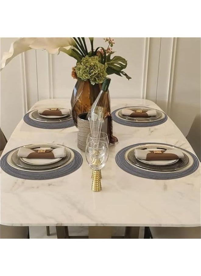 HOOKOR Round Placemats Set of 6 for Dining Tables 15 inch Cotton Braided Placemats Washable Reversible for Kitchen Holiday Party, Black Gray  - Image 4