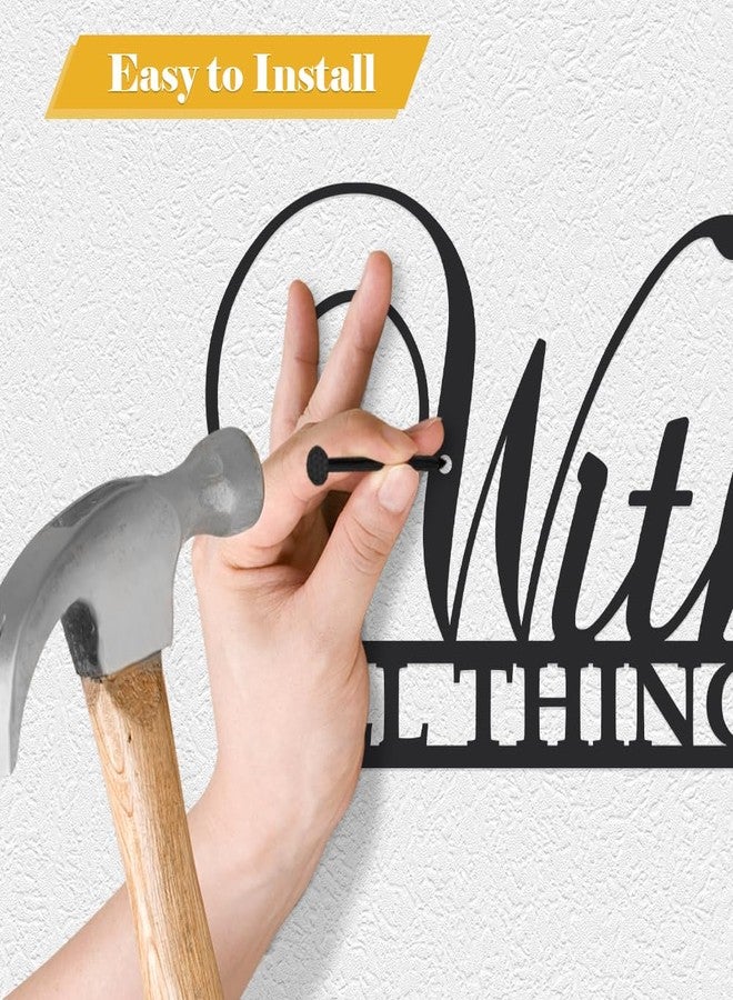 HQIOA With God All Things Are Possible Sign Metal Wall Decor Bible Verses Wall Decor Religious Scripture Black Metal Signs Metal Outdoor Wall Decor Home Wall Decor for Bedroom Living Room Bathroom - Image 4