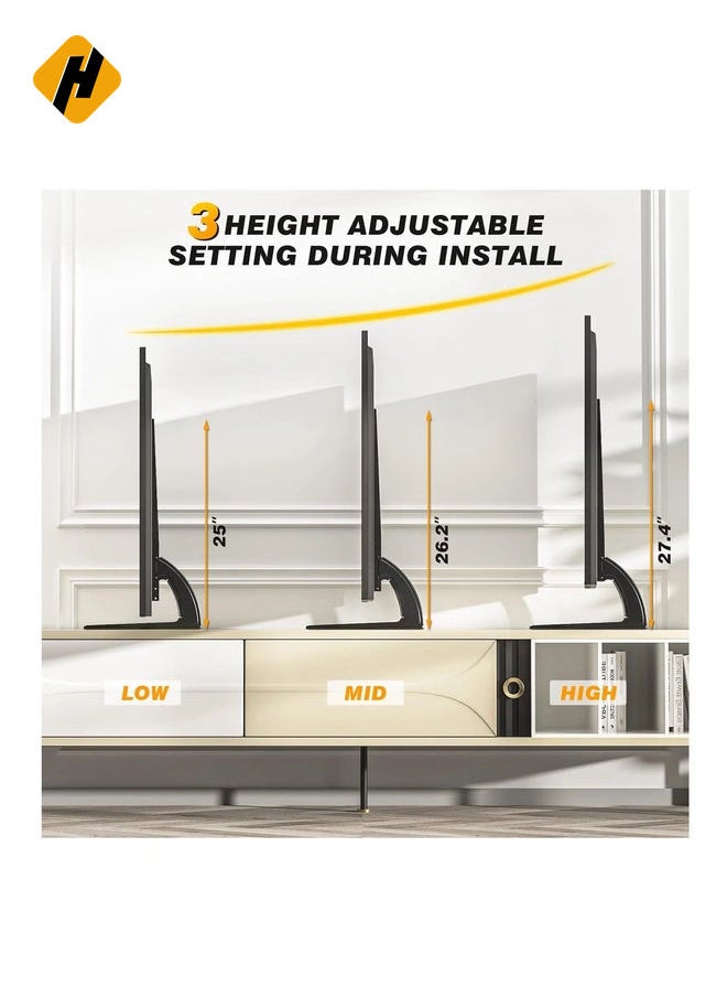 هوها 5RCOM TV Stand Mount ، Universal TV Stand Tabletop من 22 إلى 65 بوصة LCD LED LED أجهزة تلفزيون بشاشة مسطحة ، أرجل تلفزيونية ، يحمل ما يصل إلى 88 رطل ، Max Vesa 800 × 500 مم ، قاعدة تلفزيون قابلة للتعديل ، ارتفاع ، حامل تلفزيون  - Image 3