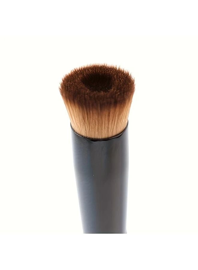 Black Flat Top Foundation Brush For Liquid Cream Powder Makeup Nylon Bristles - Image 5