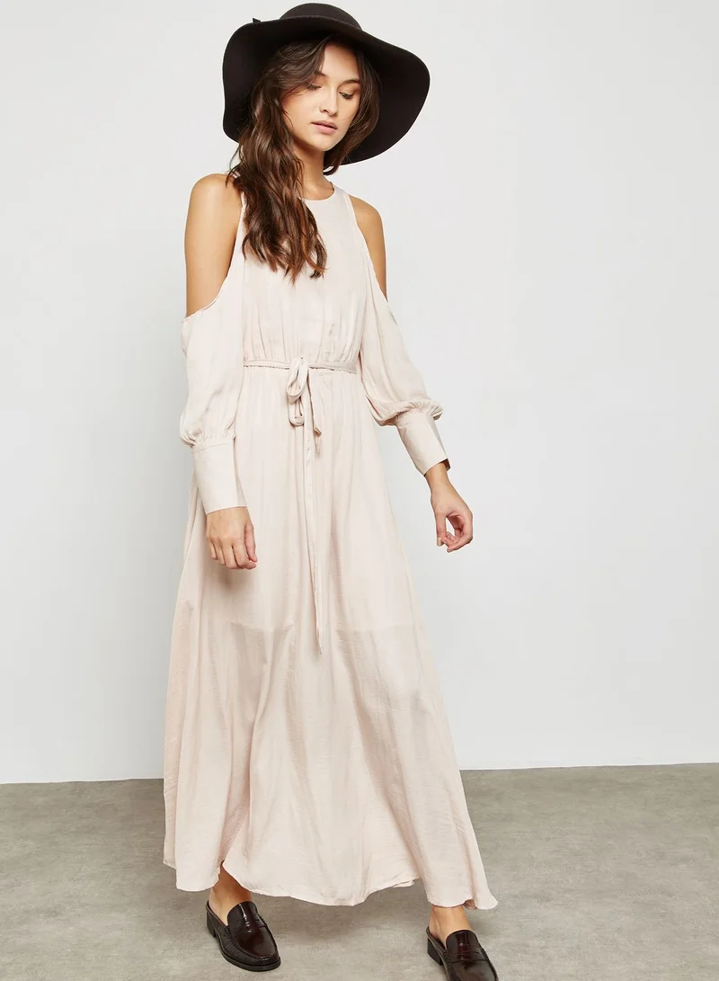 Ginger Cold Shoulder Self Tie Maxi Dress