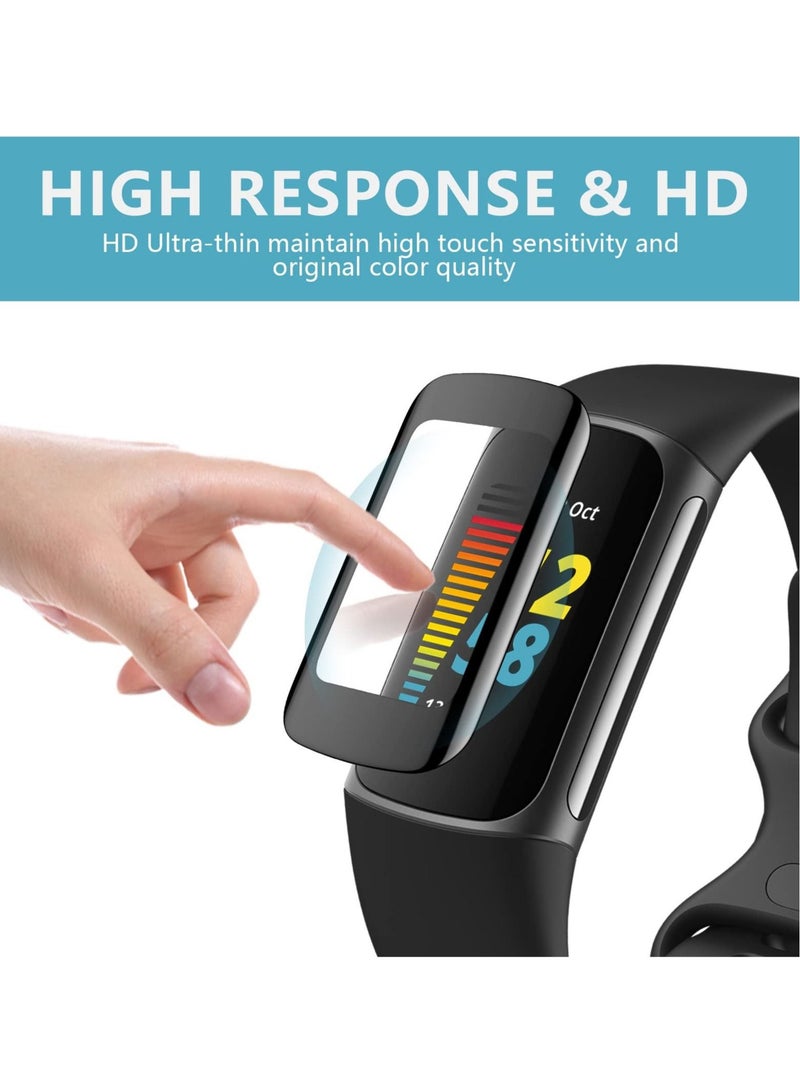 Captaintech 4pcs Screen Protector Compatible with Fitbit Charge 5, 3d Anti-scratch Clear Full Coverage Screen Protector Cover Film Accessories for Smart Watch - Image 3