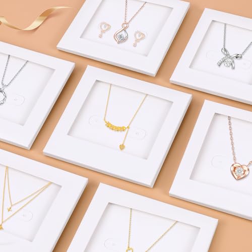 Festiko® Jewellery Display Cards with Window, Necklace & Earring Holder Packaging for Selling, Thick Display Frame for Jewellery, Bracelet & Pendant Storage (20 PCS Square) (white, 20) - Image 2