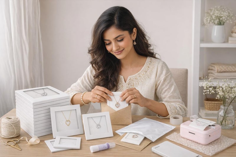 Festiko® Jewellery Display Cards with Window, Necklace & Earring Holder Packaging for Selling, Thick Display Frame for Jewellery, Bracelet & Pendant Storage (20 PCS Square) (white, 20) - Image 4