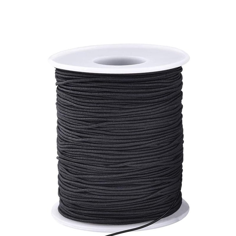 LUSTEMBER Elastic String for Bracelets, 1 mm x 110 Yards Sturdy Stretchy Elastic Cord for Jewelry Making, Necklaces, Beading - Black - Image 1