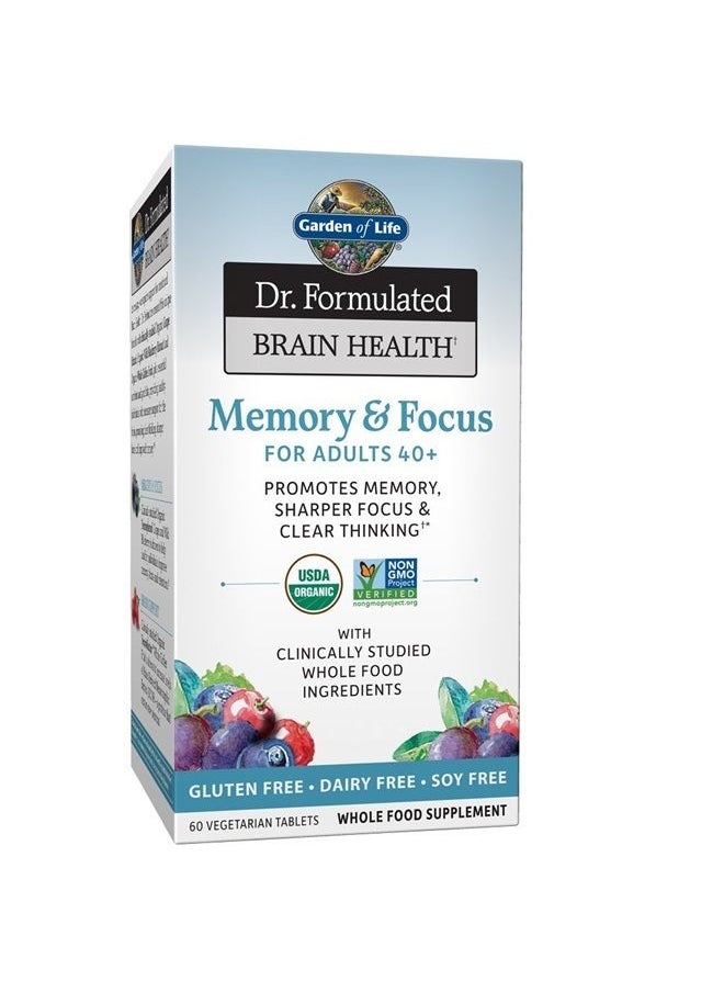 Garden of Life - Dr. Formulated Brain Health Memory & Focus for Adults 40+, 60 Count - Image 1
