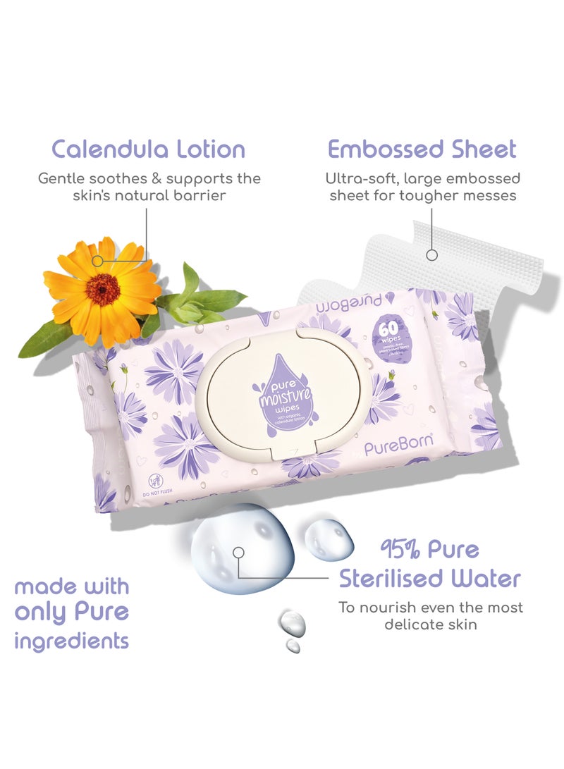 بيور بورن مناديل لوشن آذريون 60 مناديل - Image 3