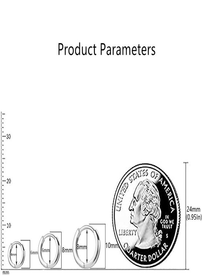 أن.سي أقراط حلقية صغيرة بتصميم بسيط للنساء والفتيات، مصنوعة من الفضة الإسترليني عيار 925 المصقولة والمطلية بالذهب، أقراط صغيرة أنيقة، أقراط حلقية رفيعة ملفوفة، مجوهرات بسيطة (20 غرام/6 مم فضة). - Image 2