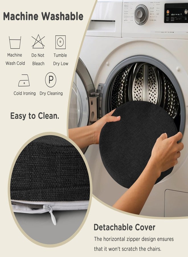 AddGrace Round Bar Stool Cushions 2 Pack Bar Stool Seat Cushion Non Slip Round Chair Pads with Removable and Washable Cover 12x12 Inch Black - Image 4