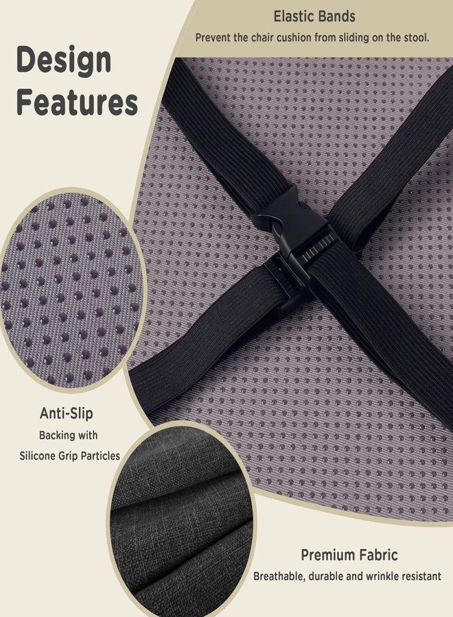 AddGrace Round Bar Stool Cushions 2 Pack Bar Stool Seat Cushion Non Slip Round Chair Pads with Removable and Washable Cover 12x12 Inch Black - Image 3