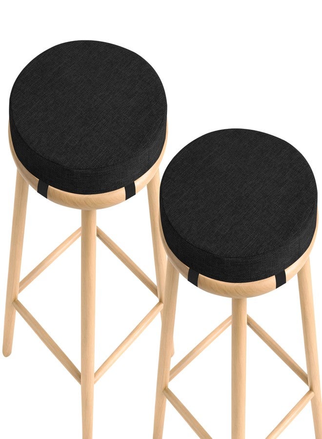 AddGrace Round Bar Stool Cushions 2 Pack Bar Stool Seat Cushion Non Slip Round Chair Pads with Removable and Washable Cover 12x12 Inch Black - Image 1