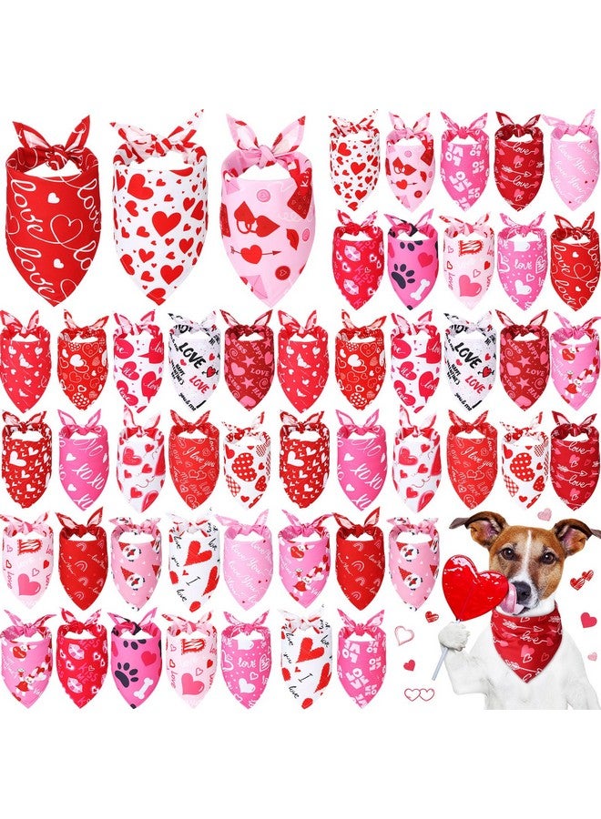 Kigeli 50 Pcs Valentines Dog Bandanas Bulk Heart Bandanas Bibs Triangle Dog Scarf Puppy Kerchief Set with Heart Patterns for Valentines Day Pet Costume Accessories(31.5 x 21.7 x 21.7 Inch) - Image 1