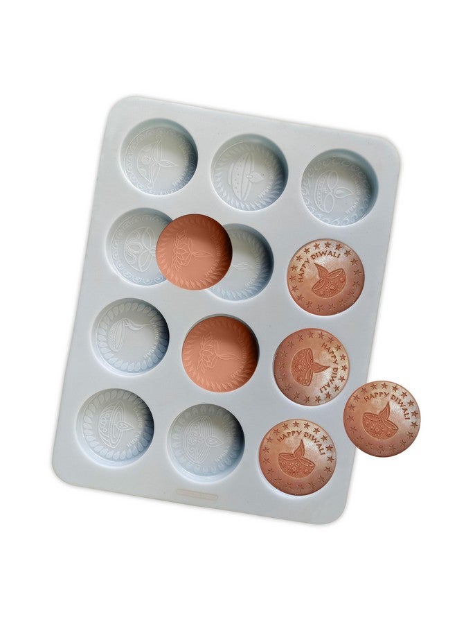 MoldBerry MoldBerry Chocolate Mould Making Silicone 12 Cavity Round Happy Diwali Chocolate Mold Cake Decoration deepavli Moulds Flexible & Reusable Special Diwali Mold(Pack of - 1)  - Image 3