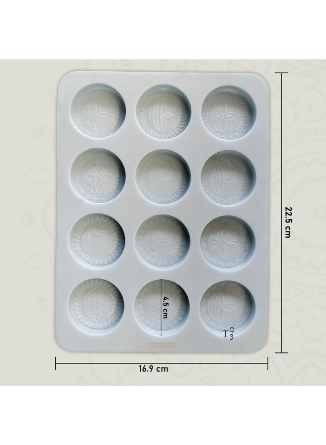 MoldBerry MoldBerry Chocolate Mould Making Silicone 12 Cavity Round Happy Diwali Chocolate Mold Cake Decoration deepavli Moulds Flexible & Reusable Special Diwali Mold(Pack of - 1)  - Image 5