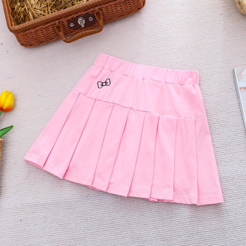 2025 childrens clothing summer new girls pleated skirt skirt JK skirt anti-light skirt cross-border foreign trade a generation of hair 24 Fresh powder 