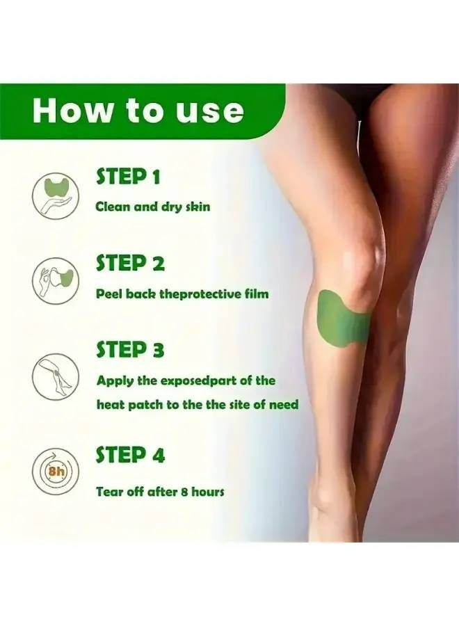 100 Premium Mugwort Heating Patches - Suitable for Knees, Back, Neck & Shoulders, Ergonomic Design Warm Compresses with Long-Lasting Heat - Image 4