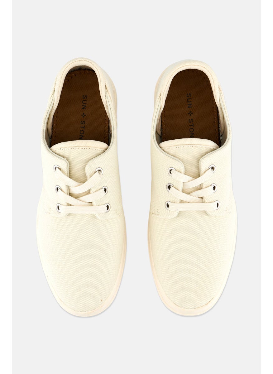 Sun Stone Men Kiva Lace Up Casual Shoes, Off White  - Image 3