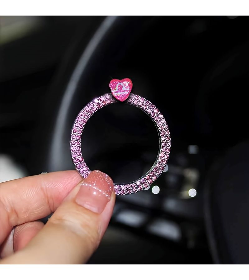 1pc Zodiac Sign One Touch Ignition Switch Button Cover Virgo Rhinestone Car Steering Column Decoration Compatible Install Dashboard Accessory - Image 5