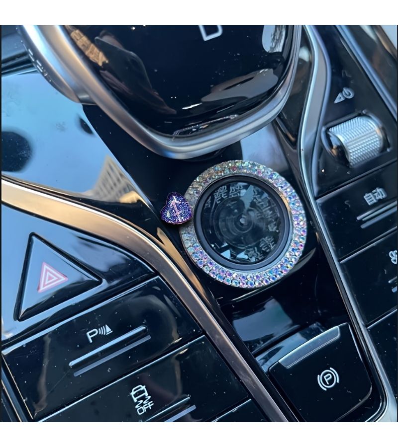 1pc Zodiac Sign One Touch Ignition Switch Button Cover Virgo Rhinestone Car Steering Column Decoration Compatible Install Dashboard Accessory - Image 3