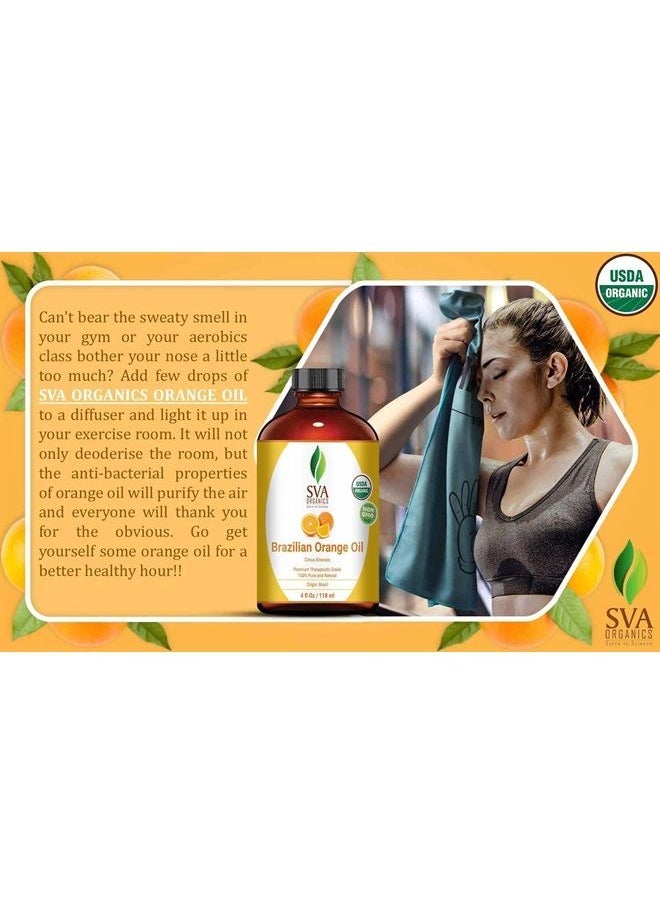 SVA Organics - Orange Oil Sweet Brazilian 4 Oz 100% Pure Natural Undiluted Premium Therapeutic Grade Oil For Skin, Face, Hair, Massage, Diffuser, Aromatherapy - Image 1